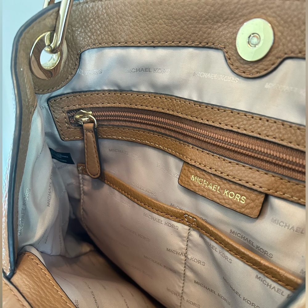 Michael Kors Raven Tote Large Shoulder Bag Acorn (brown) Pebbled Leather Gold - Picture 4 of 16